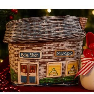 Vintage Rosenthal Netter Wicker Basket Hand Painted "Bake Shop"